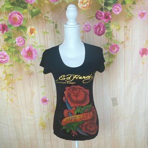 Ed Hardy Rose Pattern Size 40 Black